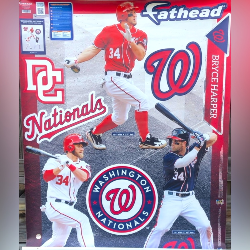 Fathead Wall Cling • Bryce Harper • Washington Nationals• New in Box • Reusable